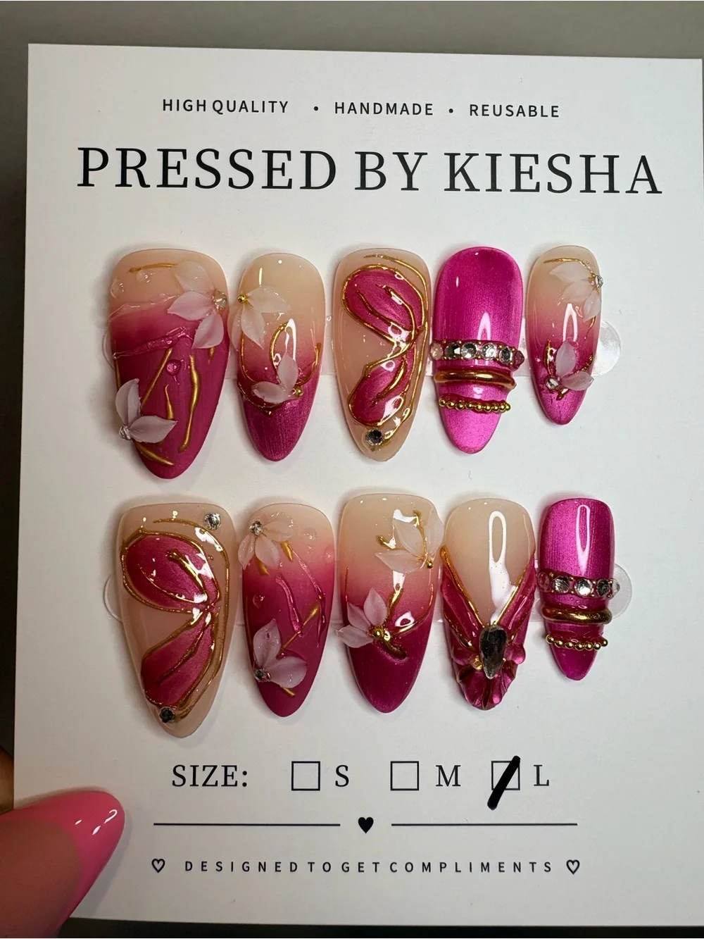 Pressed Pink Ombre Floral Press-On Nails